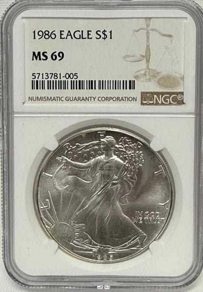 1986 Silver Eagle $1 MS69 – Highly Desirable High-Grade Coin Heritage Pastime