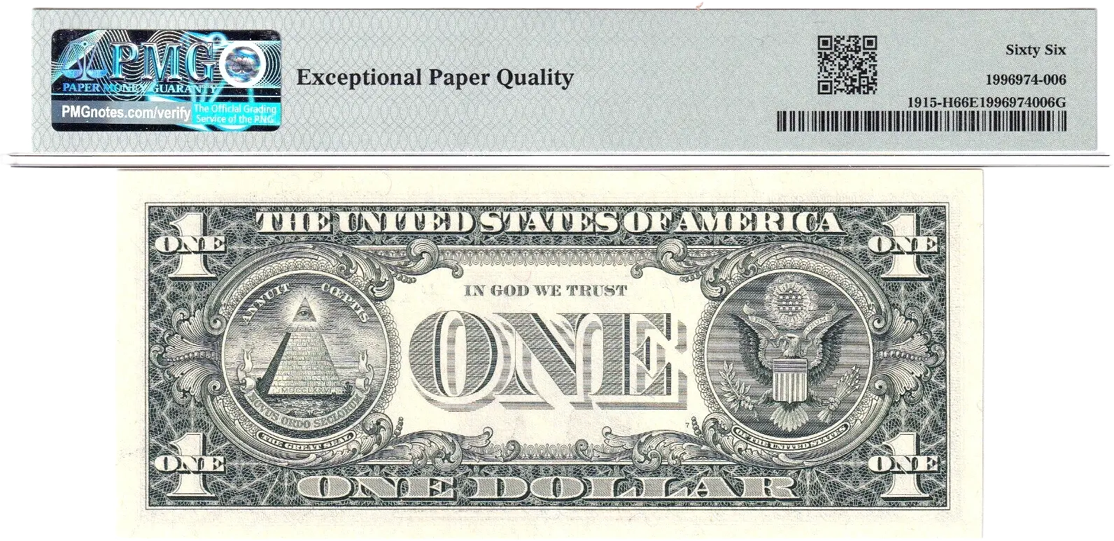 1988-A $1 FRN PMG 66EPQ Fancy NEAR SOLID 6 DIGIT 0/1 BINARY Serial #H11001111D Coin Hub