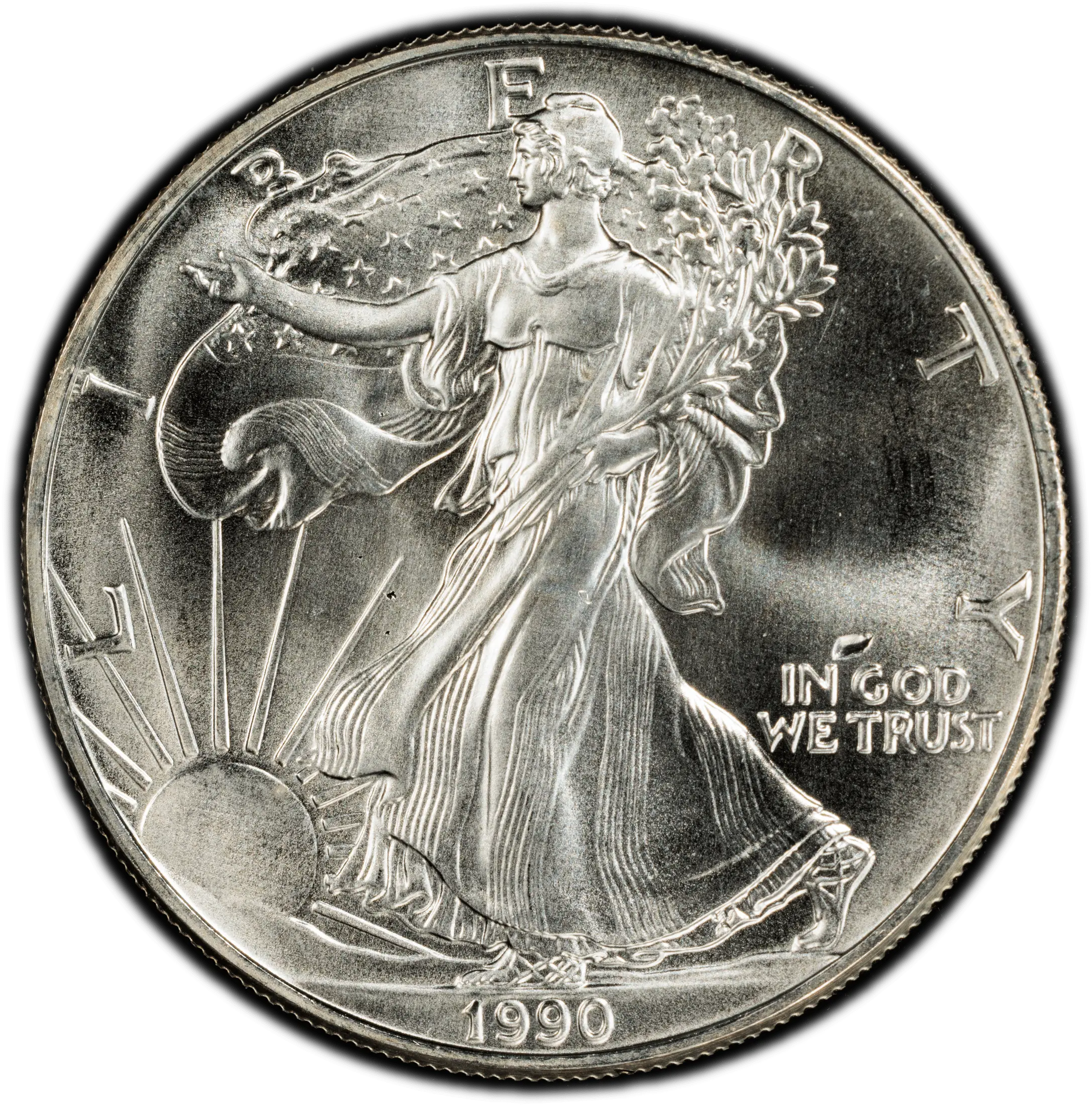 1990 American Silver Eagle $1 – PCGS MS67 | Brilliant Uncirculated U.S. Bullion Coin Heritage Pastime