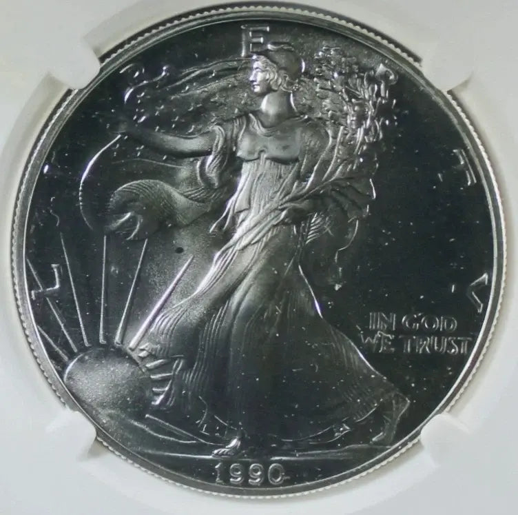1990 American Silver Eagle MS69 NGC – Obverse Struck-Through Mint Error Coin Hub