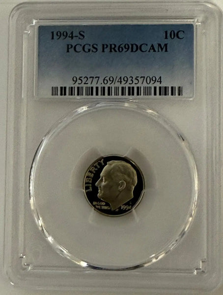 1994-S Roosevelt Dime PCGS PR69DCAM – Near-Perfect Deep Cameo Proof Coin Heritage Pastime
