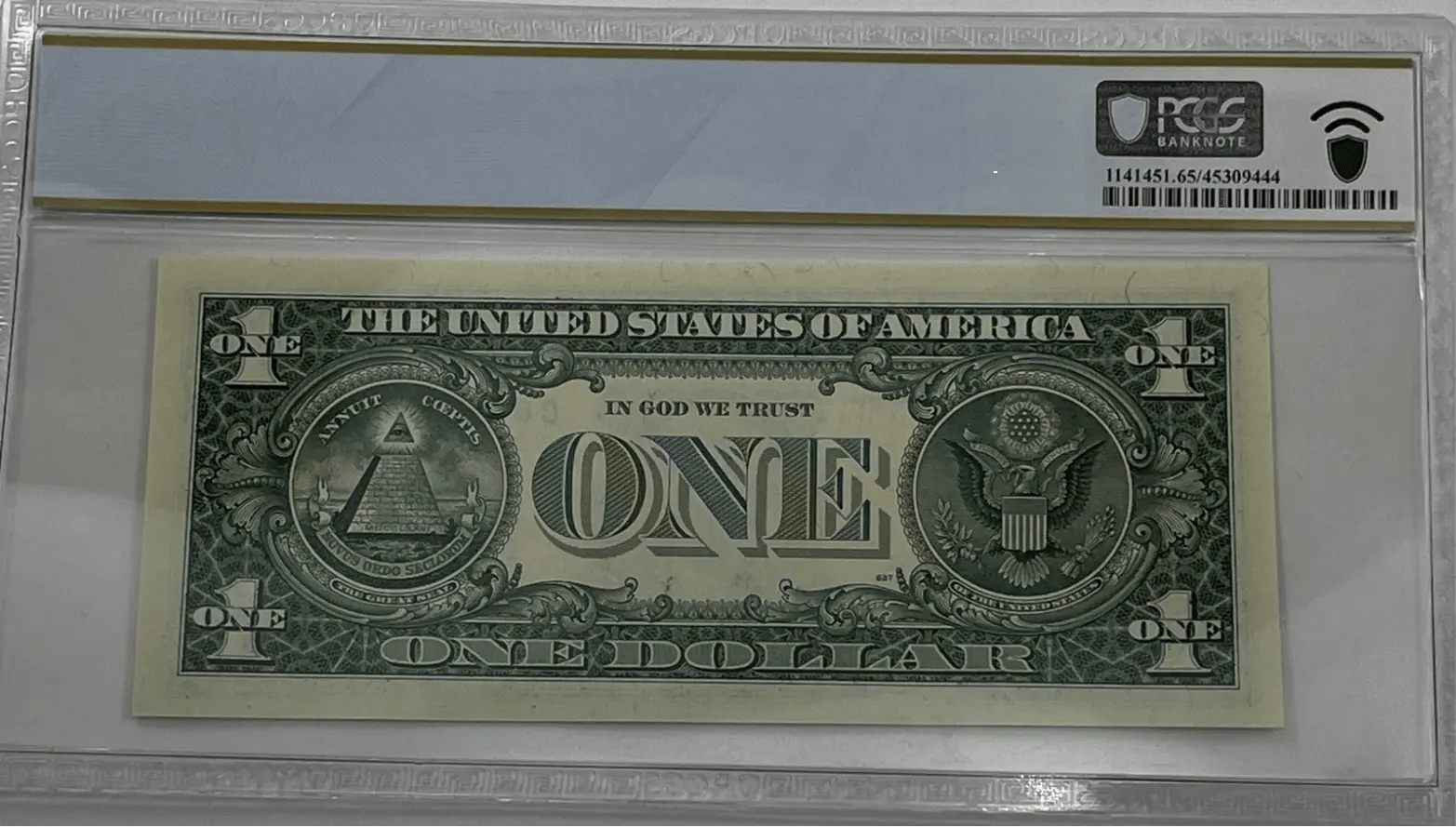 1995 $1 FRN PCGS 65PPQ partial ladder reverse serial C04321000F back