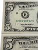 1995 3 DIGIT LOW SERIAL NUMBER 974 $5 Dollar Bills FANCY K00000927C~3 CONSECUTIVE Heritage Pastime
