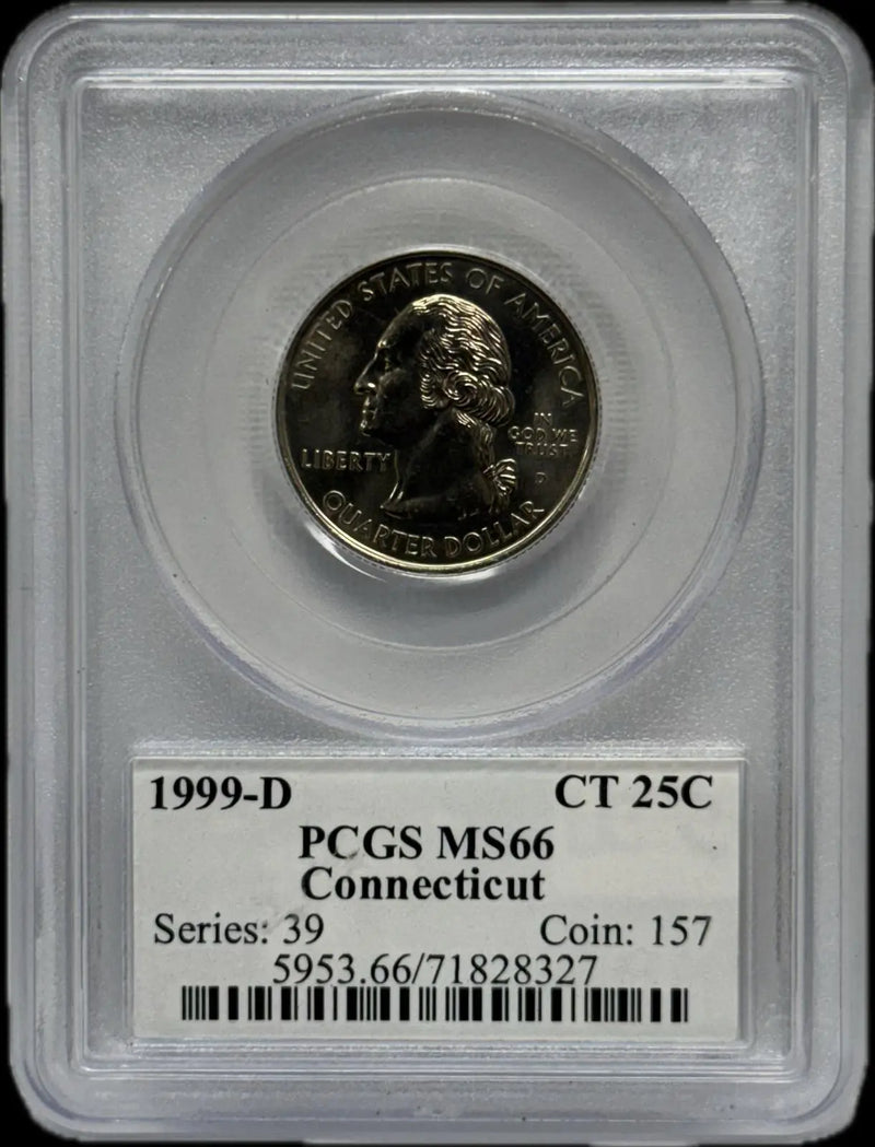 1999-D Connecticut Quarter PCGS MS66 – Beautifully Preserved State Quarter in Mint State Heritage Pastime