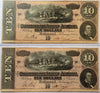 2 1864 Confederate States of America $10 Notes – Consecutive Serial Numbers | Civil War Currency Heritage Pastime