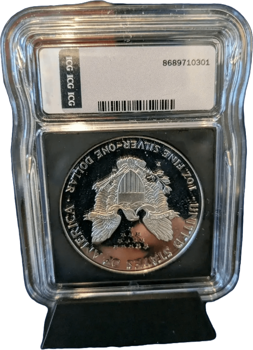 2000 P Silver Eagle Proof – Austin Hutto Signed Black Label Edition - American Coinage Heritage Pastime