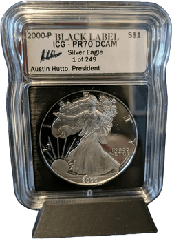2000 P Silver Eagle Proof – Austin Hutto Signed Black Label Edition - American Coinage