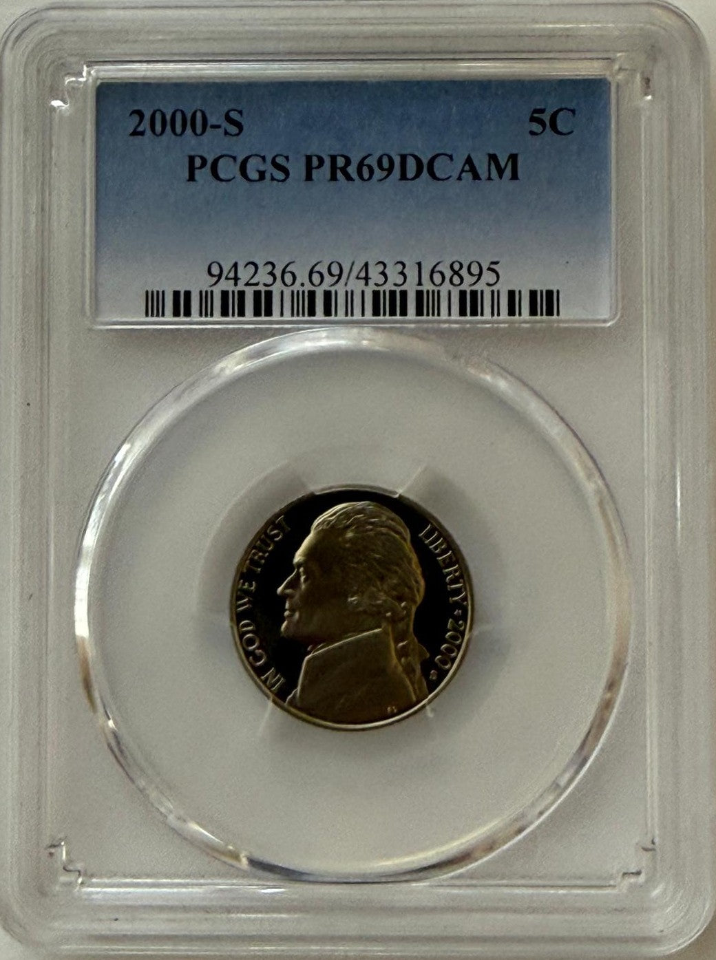 2000-S Roosevelt Dime PCGS PR69DCAM – Deep Cameo Near-Perfect Proof Coin