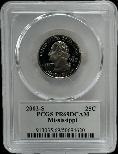 2002-S 25C PCGS PR69 DCAM Mississippi – Rare, Near-Perfect Proof Coin Heritage Pastime