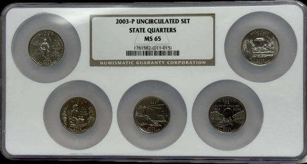 2003-P Uncirculated Set of State Quarters – MS65 – Pristine Collection of American State Symbols Heritage Pastime
