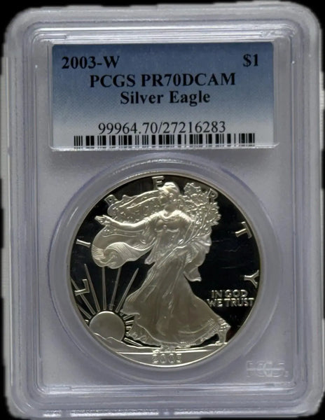 2003-W Silver Eagle $1 PCGS PR70 DCAM – Perfect Deep Cameo Proof, Exceptional Quality Heritage Pastime