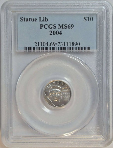 2004 $10 Pure Platinum Eagle MS69 – Superb Gem Brilliant Uncirculated Coin Heritage Pastime