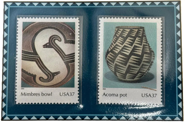 2004 “Art of the American Indian” Souvenir Sheet – 37¢ U.S. Stamps | Mimbres Bowl & Acoma Pot Heritage Pastime