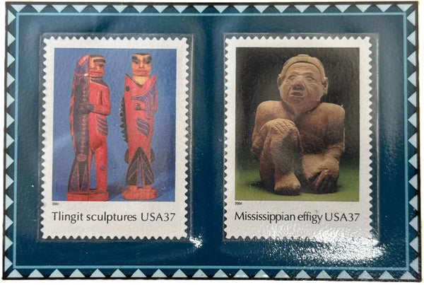 2004 “Art of the American Indian” Souvenir Sheet – 37¢ U.S. Stamps | Tlingit & Mississippian Art Heritage Pastime
