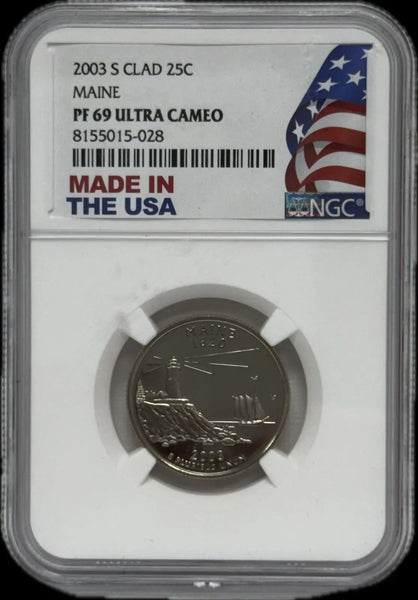2005-S Clad 25C Maine State Quarter – PF69 Ultra Cameo – Rare and Highly Desirable Heritage Pastime