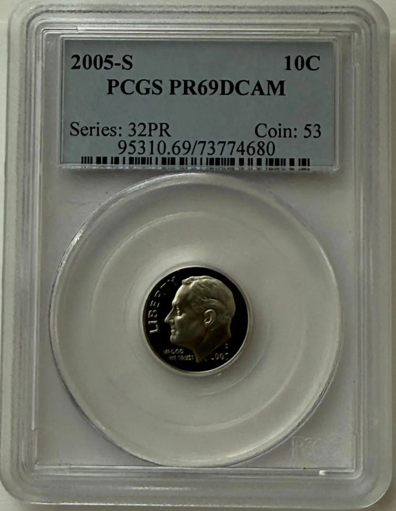 2005-S Roosevelt Dime PCGS PR69DCAM – Deep Cameo Proof | Series 32PR Coin #53 Heritage Pastime