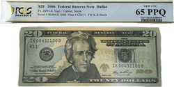 عملة تذكارية من فئة 20 دولارًا أمريكيًا، إصدار 2006، مصنفة من قبل PCGS بدرجة 65PPQ، عبارة عن فاصل كتب على شكل سلم جزئي فاخر - الرقم التسلسلي العكسي: IK00432100B