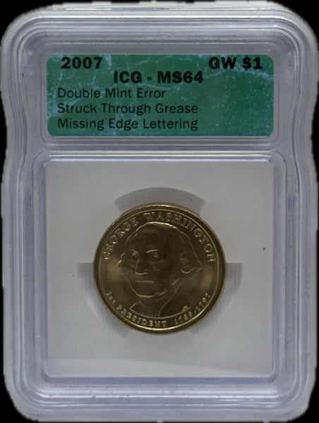 2007 ICG MS64 Double Mint Error Struck Through Grease with Missing Edge Lettering Heritage Pastime