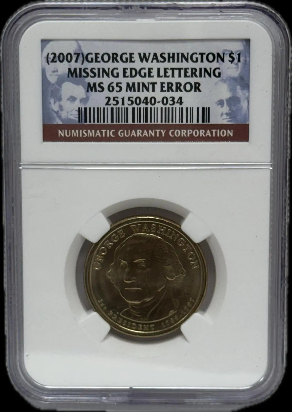 2007-S George Washington $1 Missing Edge Lettering MS65 – Rare Mint Error Coin Coin Hub