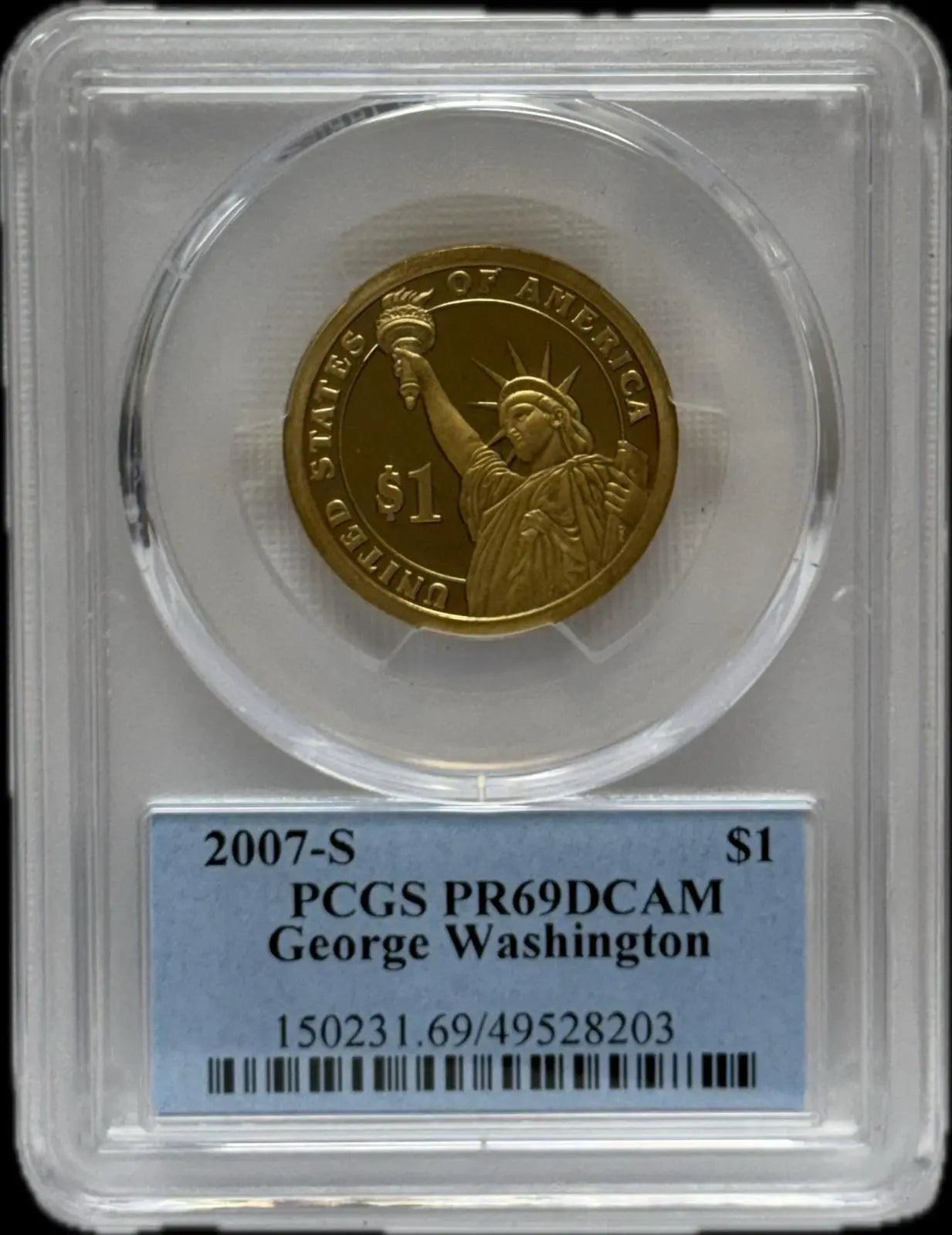 2007-S George Washington $1 PCGS PR69 DCAM – Pristine Deep Cameo Proof Coin Heritage Pastime