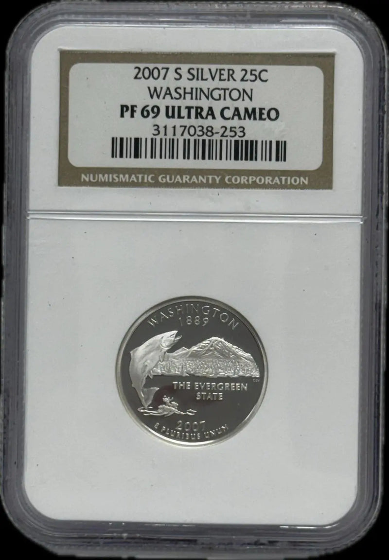 2007-S Silver 25C Washington PF69 Ultra Cameo – Near-Perfect Proof Coin Heritage Pastime