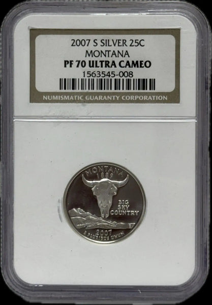 2007-S Silver Montana State Quarter PF70 Ultra Cameo – Perfect Proof with Stunning Contrast Heritage Pastime