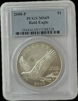 2008-P American Silver Eagle $1 – PCGS PR69 – Bald Eagle