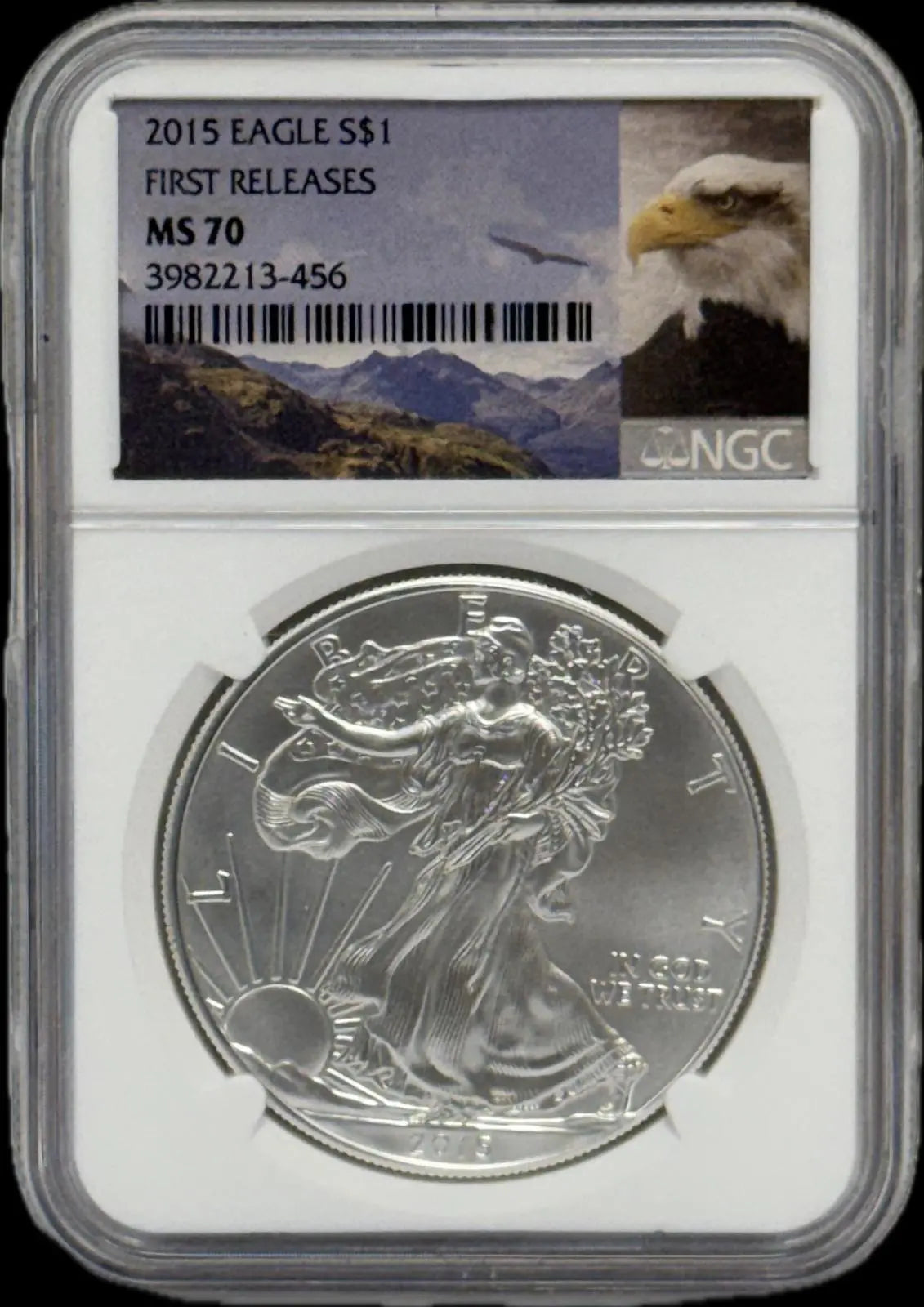 2015 American Eagle $1 Silver Coin – MS70 First Release Heritage Pastime