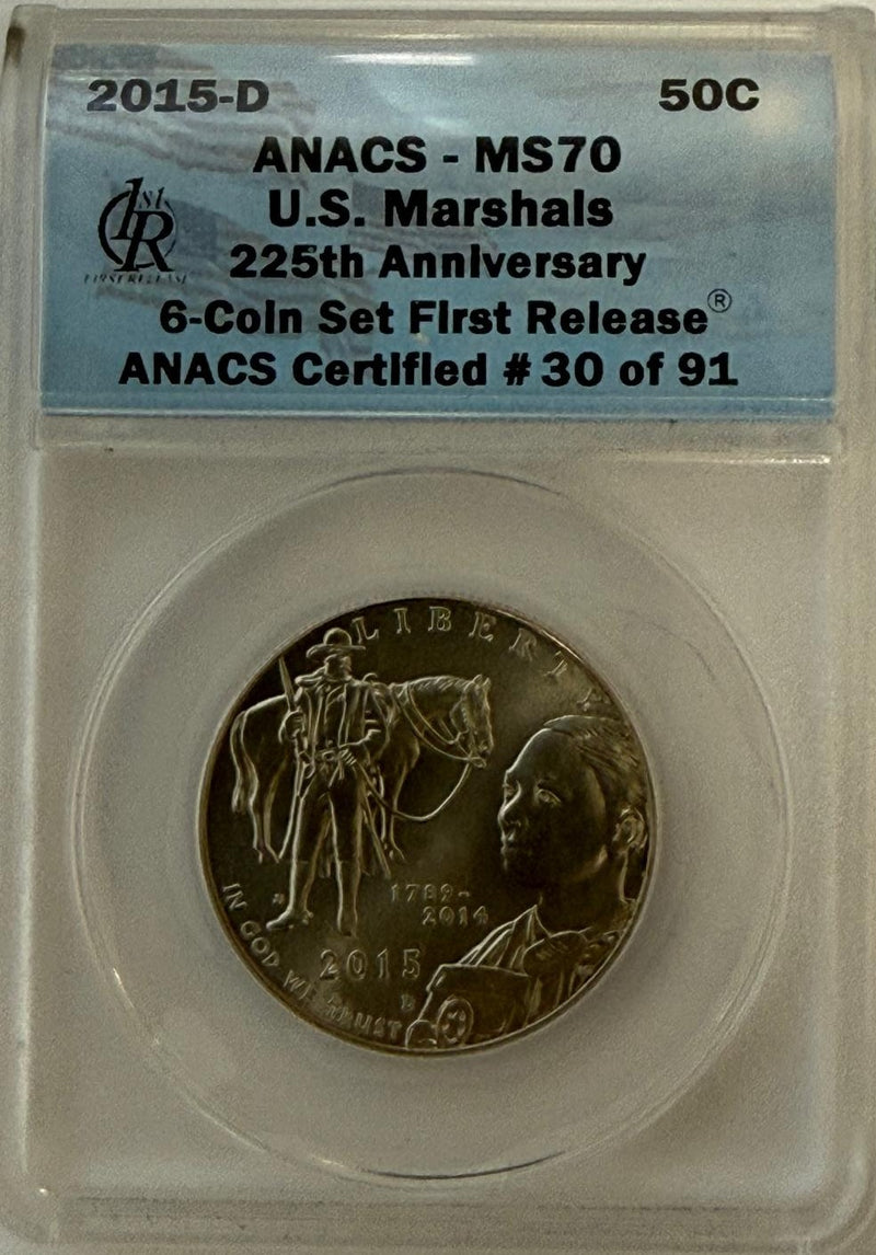 2015-D U.S. Marshals 225th Anniversary 6-Coin Set – ANACS MS70 | First Release #30/91 | Perfect Grade