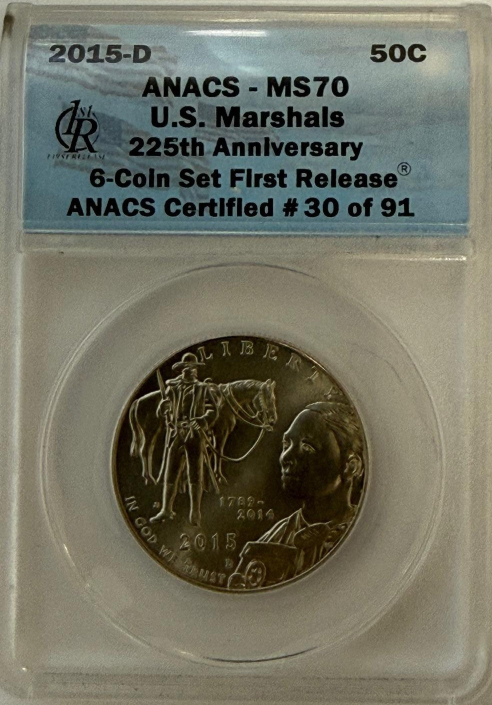 2015-D U.S. Marshals 225th Anniversary 6-Coin Set – ANACS MS70 | First Release #30/91 | Perfect Grade