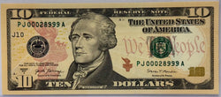 2017 A $10 LOW Serial #PJ 0002899 A