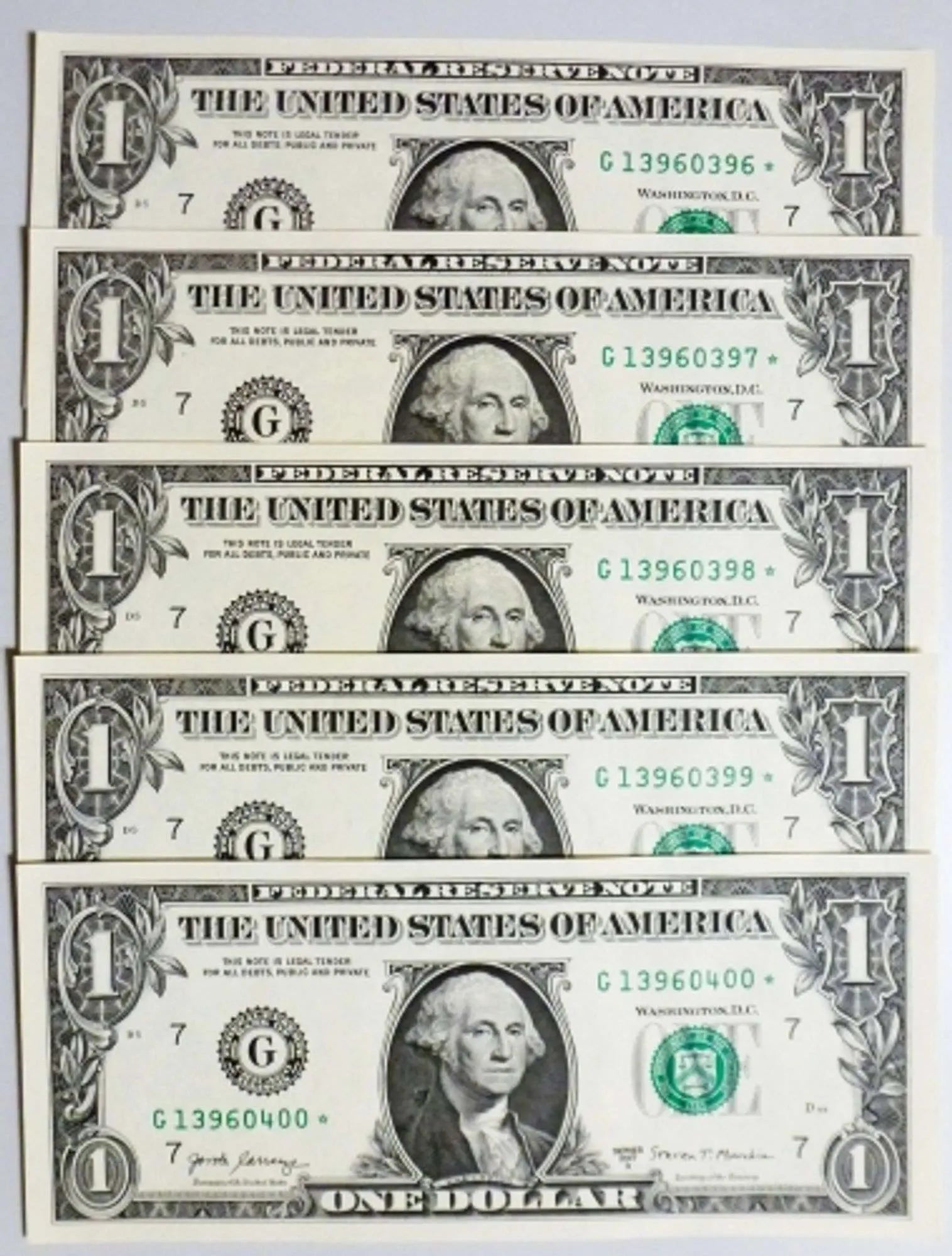 2017A $1 Star Replacement Notes in 5 Superb Crisp Condition, Chicago-Consecutive Coin Hub