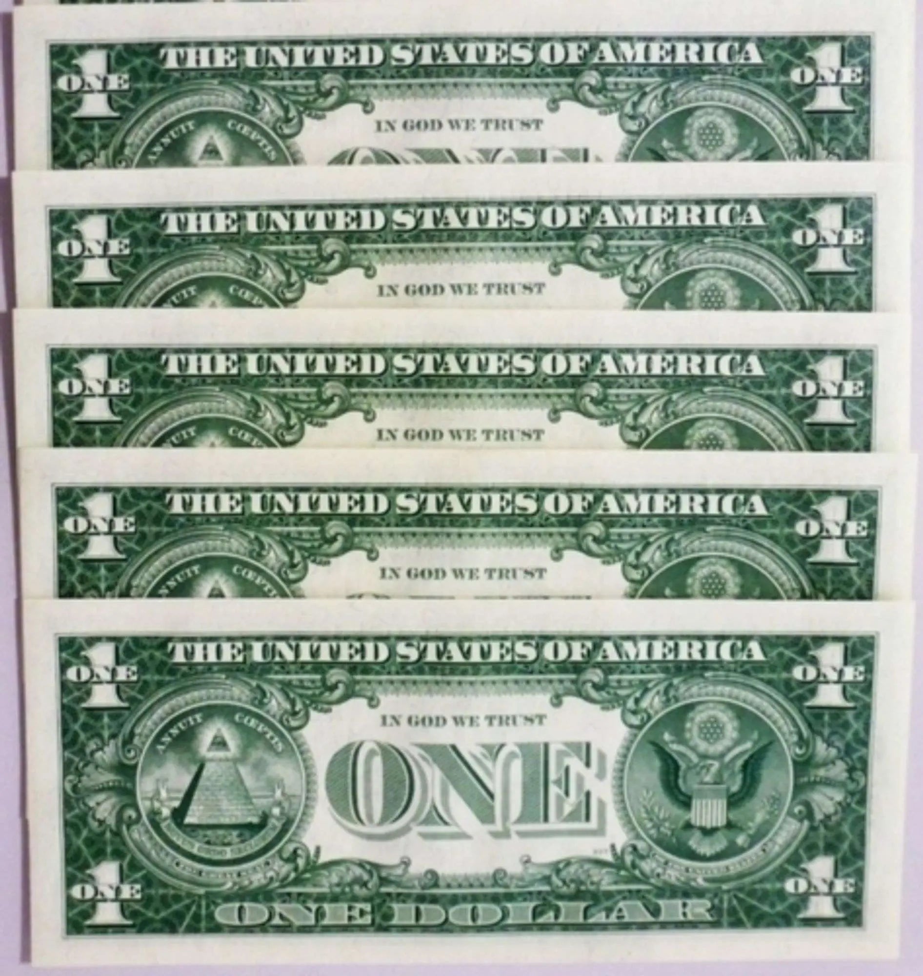 2017A $1 Star Replacement Notes in 5 Superb Crisp Condition, Chicago-Consecutive Heritage Pastime