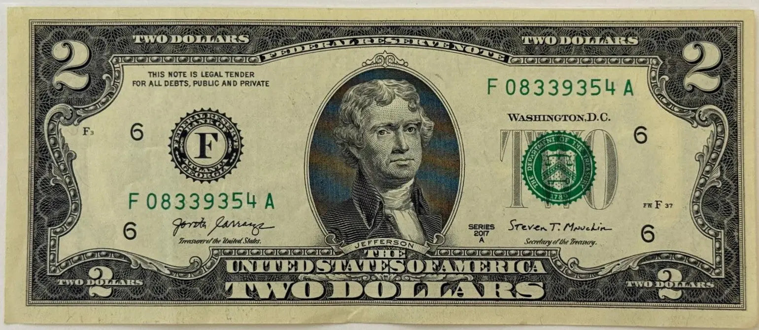 2017A $2 Federal Reserve Note – Thomas Jefferson | Modern Rarity U.S. Currency Collectible Heritage Pastime