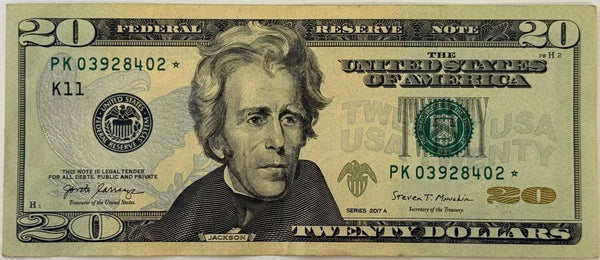 2017A $20 Federal Reserve Star Note – Andrew Jackson | Replacement Currency Collectible Heritage Pastime