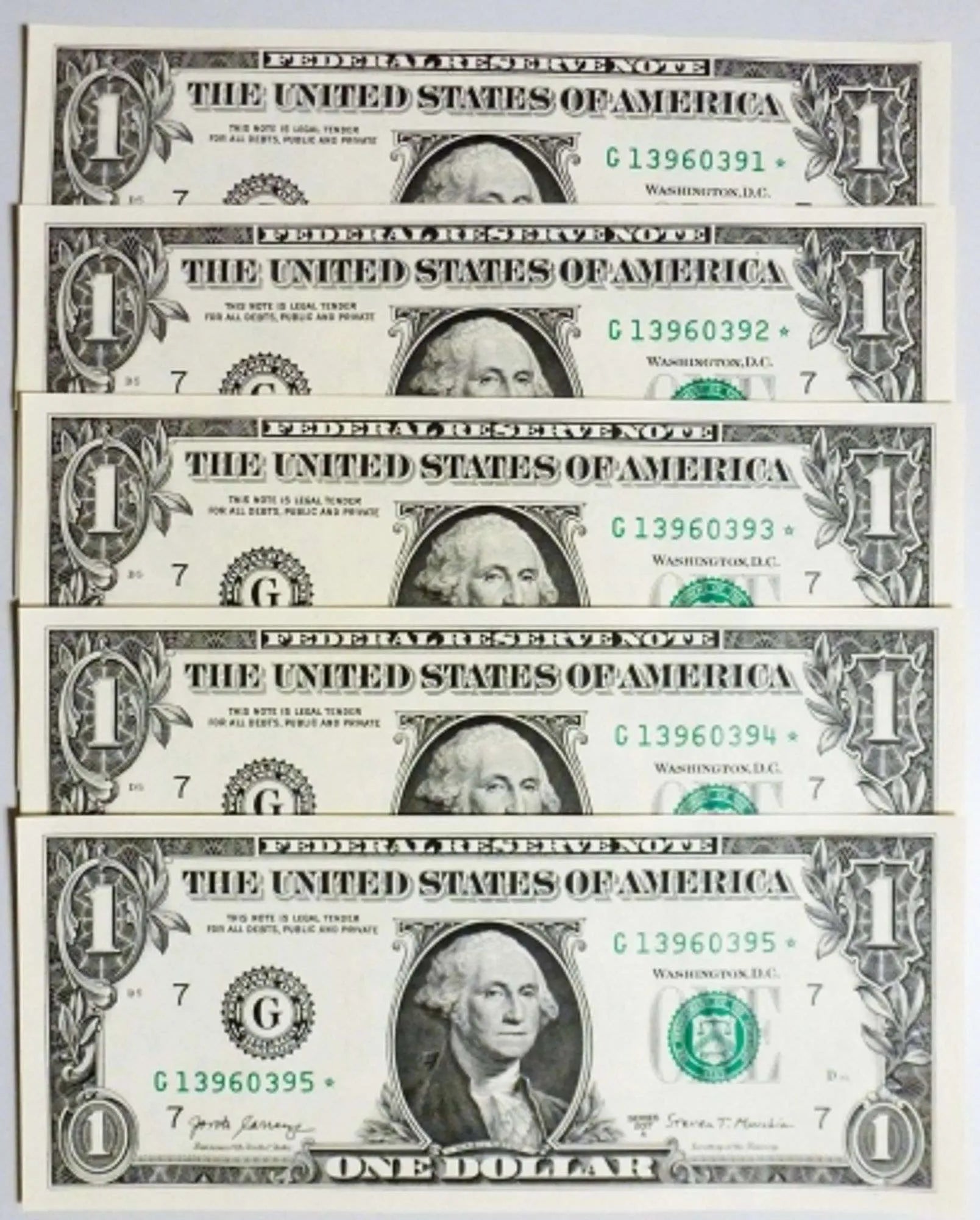 2017A Star Notes (5) - Chicago-Consecutive - Superb Crisp $1 Bills Coin Hub