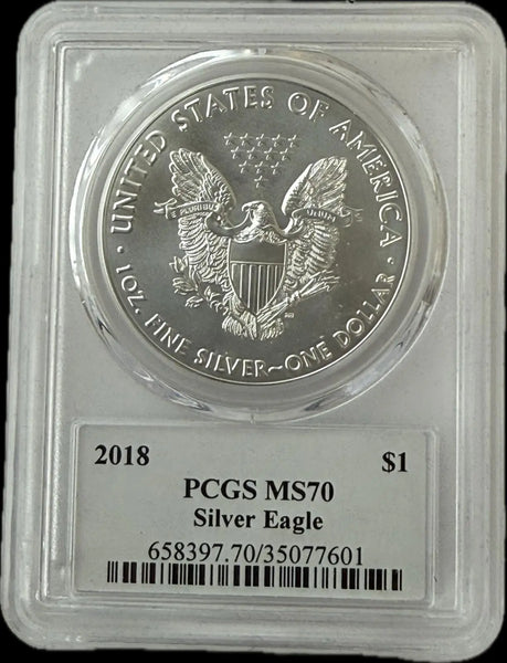2018 American Silver Eagle $1 – PCGS MS70 Heritage Pastime