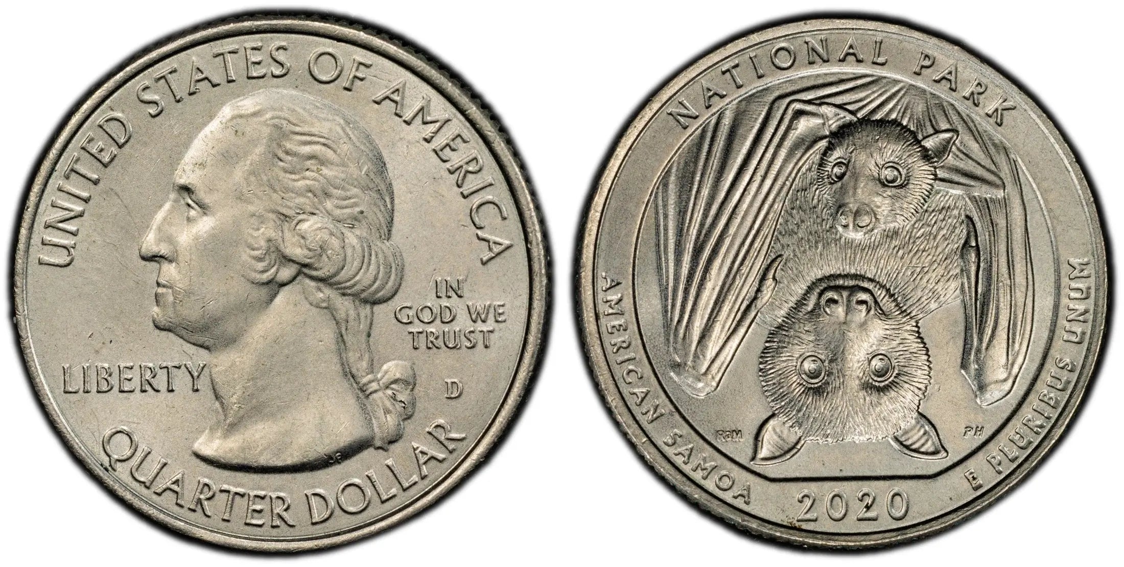 2020-D America the Beautiful Quarter – American Samoa National Park PCGS AU58 | Near Mint State Heritage Pastime