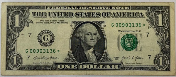 2021 $1 Federal Reserve STAR Note – Chicago (G) District – Replacement Currency Heritage Pastime