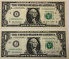 2021 $1 LOW DUPLICATE SERIAL NUMBER MATCHING DOLLAR NOTES! –SAME SERIALS J 00043422 B & E 00043422 C Heritage Pastime
