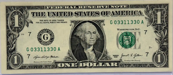 2021 $1 Radar Serial #G 03311330 A Heritage Pastime