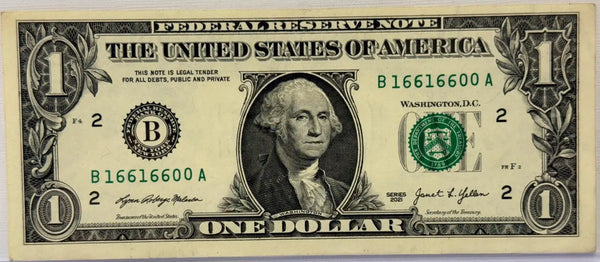 2021 $1 Repeater Serial #B 16616600 A Heritage Pastime