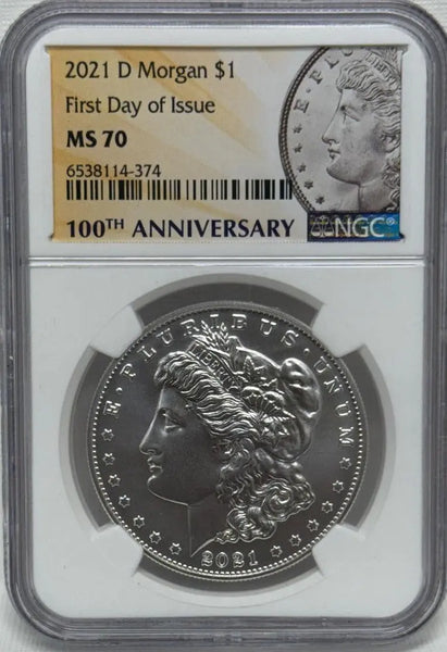 2021-D Morgan $1 First Day of Issue 100th Anniversary MS70 – Rare Commemorative Coin Heritage Pastime