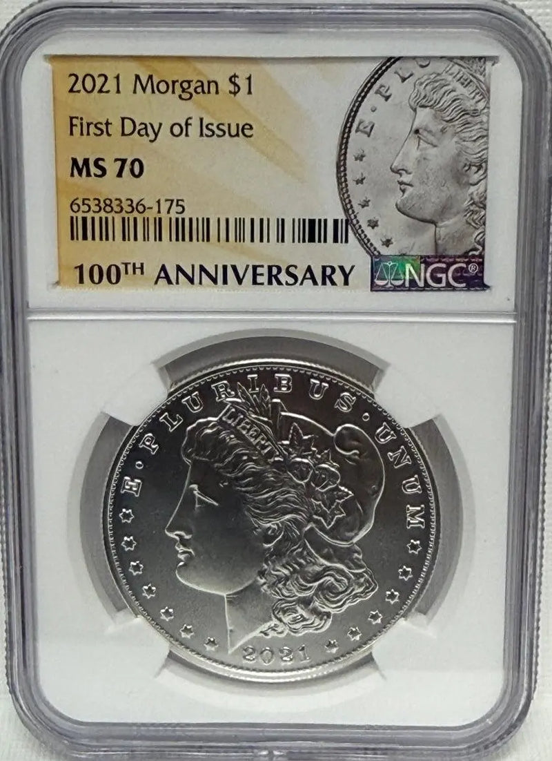 2021 Morgan $1 First Day of Issue 100th Anniversary MS70 – Limited Edition Commemorative Coin Heritage Pastime
