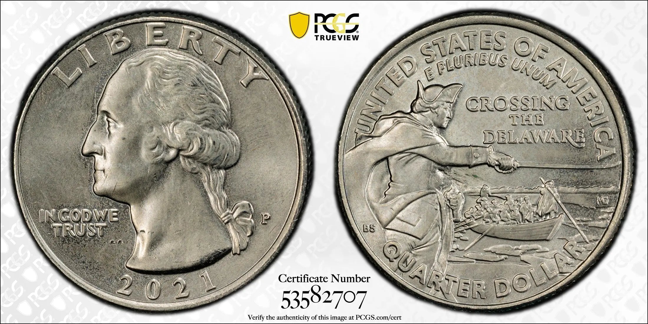 2021-P Washington Quarter – Crossing the Delaware PCGS MS64 | Choice Mint State One-Year Type Heritage Pastime