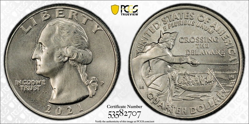 2021-P Washington Quarter – Crossing the Delaware PCGS MS64 | Choice Mint State One-Year Type Heritage Pastime