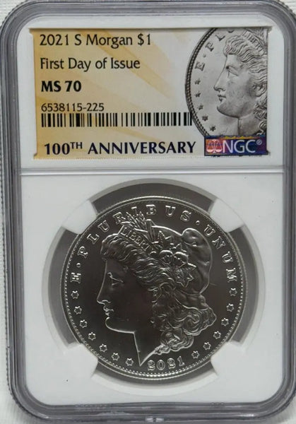 2021-S Morgan $1 First Day of Issue 100th Anniversary MS70 – Limited Edition Commemorative Coin Heritage Pastime