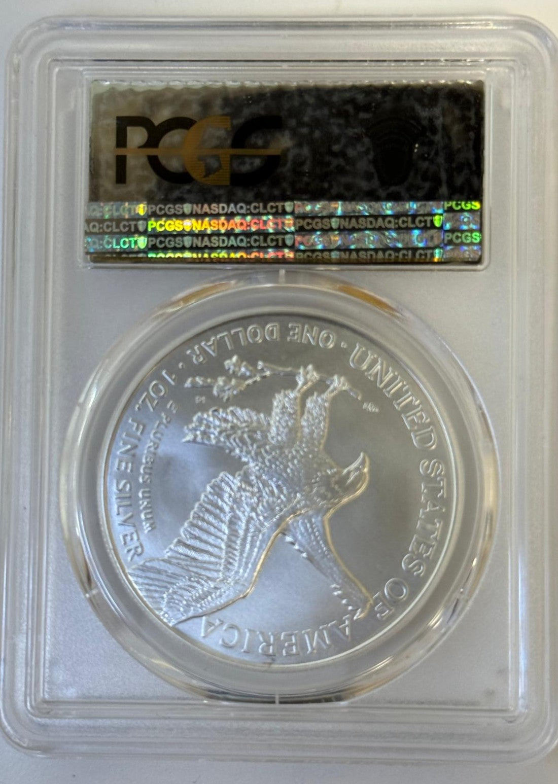 2022 American Silver Eagle PCGS MS70 reverse with flying eagle design