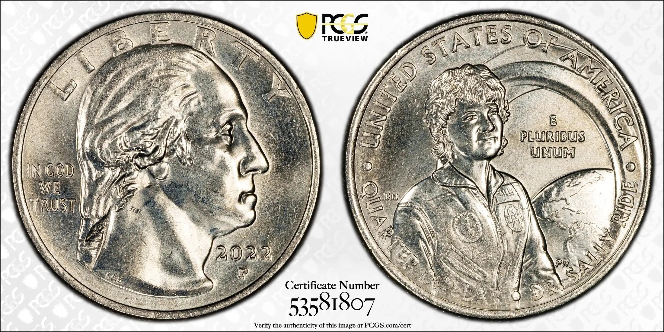 2022-P Dr. Sally Ride Quarter 25C – PCGS MS63 | American Women Quarters Series Heritage Pastime