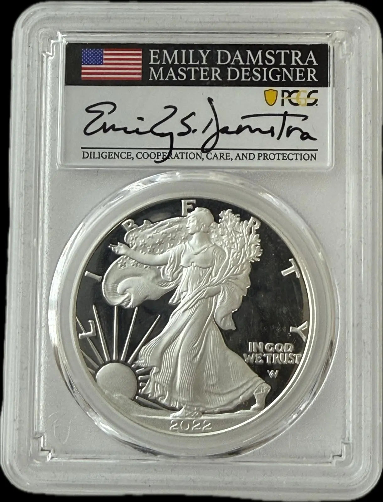 2022-W (2024) American Silver Eagle $1 – West Point Mint Hoard – PR70 Deep Cameo PCGS Heritage Pastime